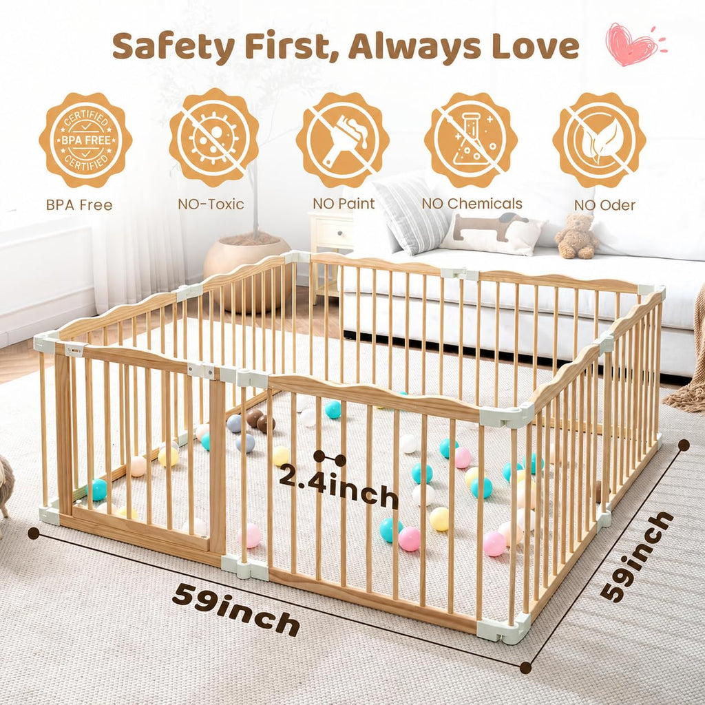 Foldable Wooden Baby Playpen