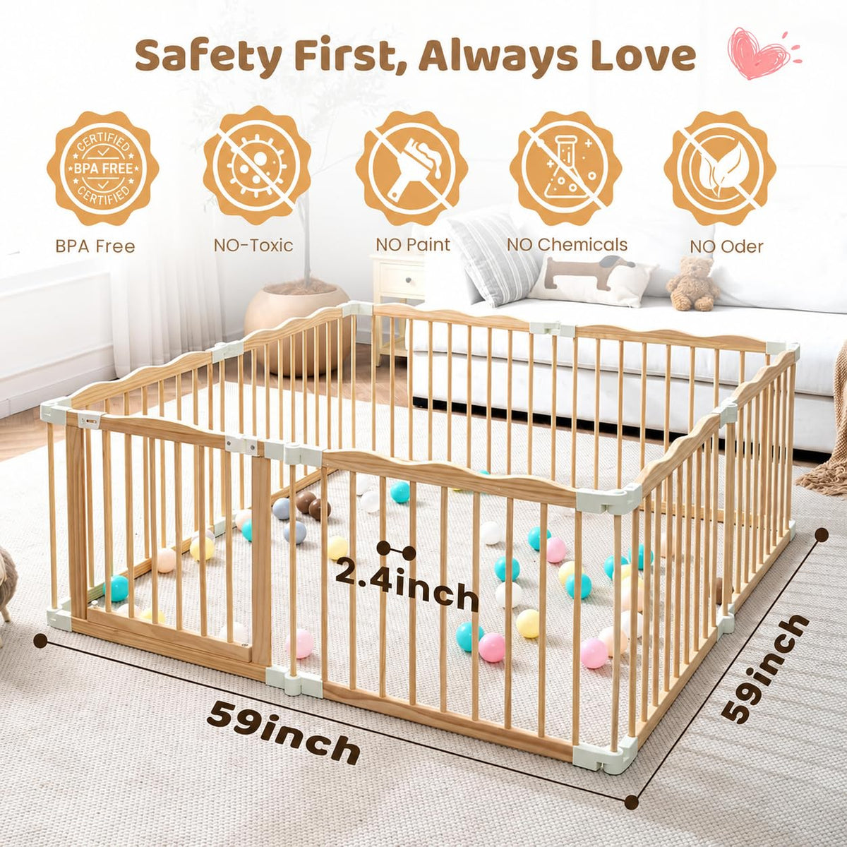 Foldable Wooden Baby Playpen