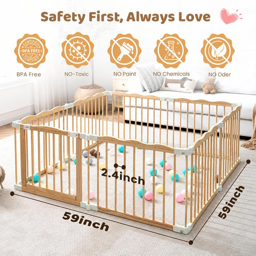 Foldable Wooden Baby Playpen