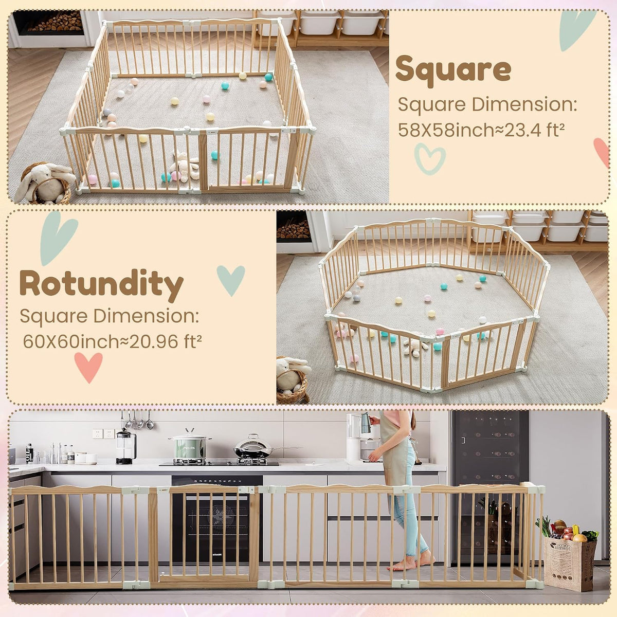 Foldable Wooden Baby Playpen